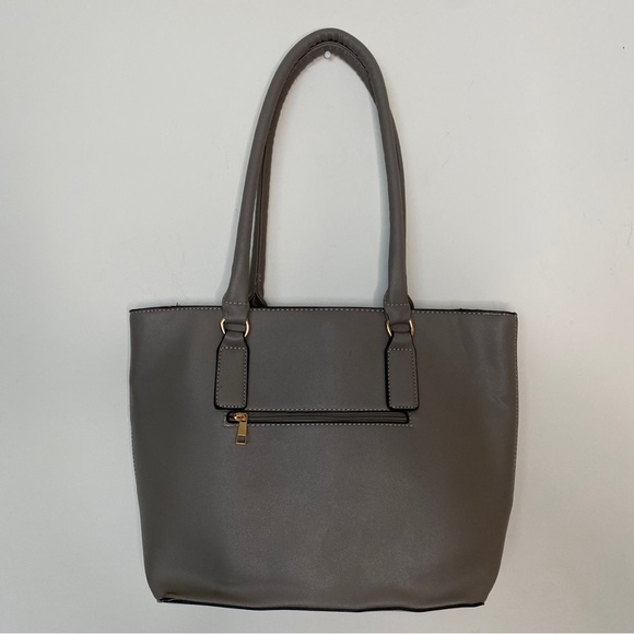 Beautiful Purse color Grey clay - Red - Black - Roomy Bag with Shoulder Strap - Picture 3 of 10